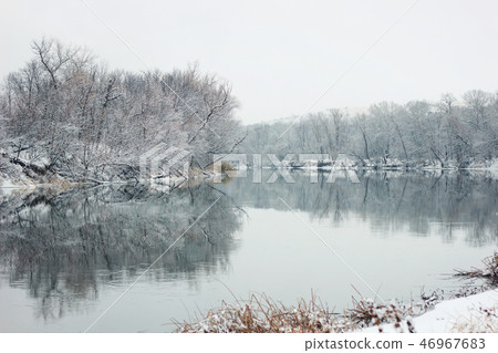 river with frozen forest, winter river with frozen forest, winter 46967683