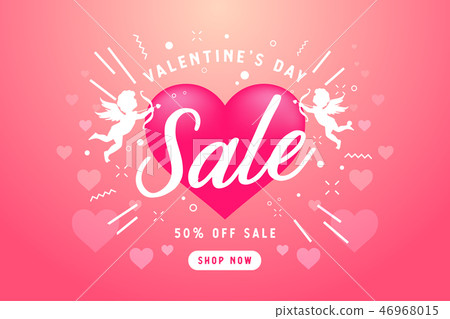 Valentines day sale banner with cupid for campaign Valentines day sale banner with cupid for campaign 46968015