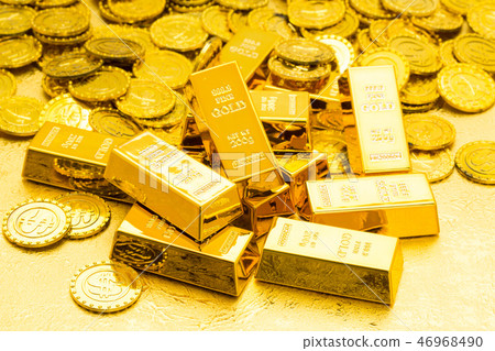 Gold bar and gold coin Gold bar and gold coin 46968490