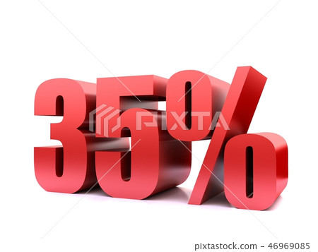 thirty five  percent 35% symbol .3d rendering 46969085
