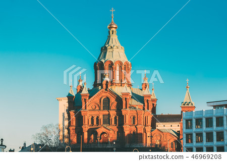 Helsinki, Finland. Uspenski Cathedral At Morning. Red Church Is Helsinki, Finland. Uspenski Cathedral At Morning. Red Church Is 46969208
