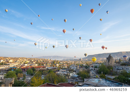 Hot air balloon are riding in Cappadocia, Turkey 46969259