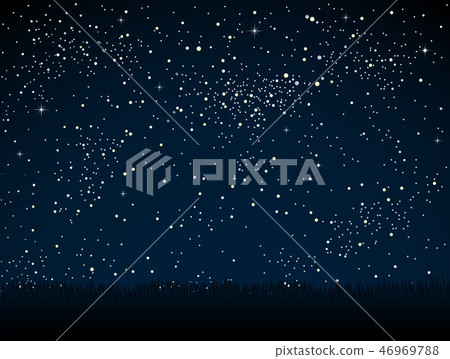 Starry Sky with Blue Glow. Shining Stars Dark Sky. Starry Sky with Blue Glow. Shining Stars Dark Sky. 46969788
