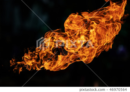 Closeup Fire flames on black background. 46970564