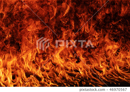 Closeup Fire flames on black background. Closeup Fire flames on black background. 46970567
