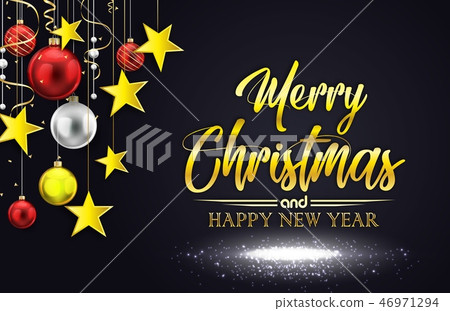 Vector illustration of Merry Christmas on black ba Vector illustration of Merry Christmas on black ba 46971294