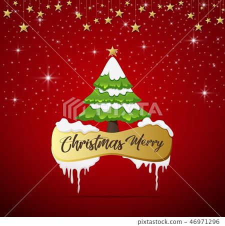 Merry Christmas on red background with Christmas t 46971296