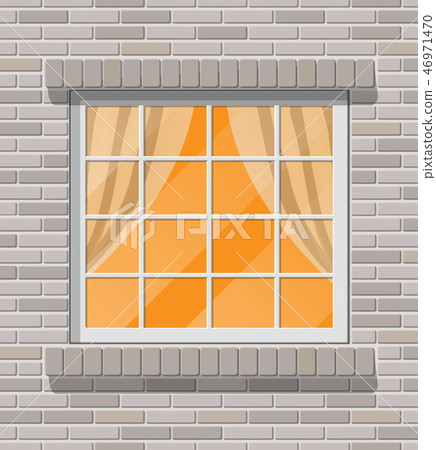 Building facade. Classic window in brick wall. 46971470
