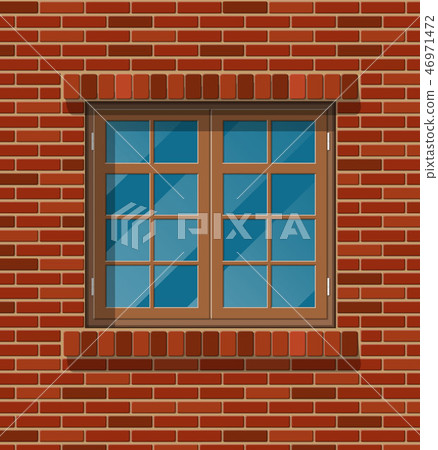 Building facade. Classic window in brick wall. Building facade. Classic window in brick wall. 46971472