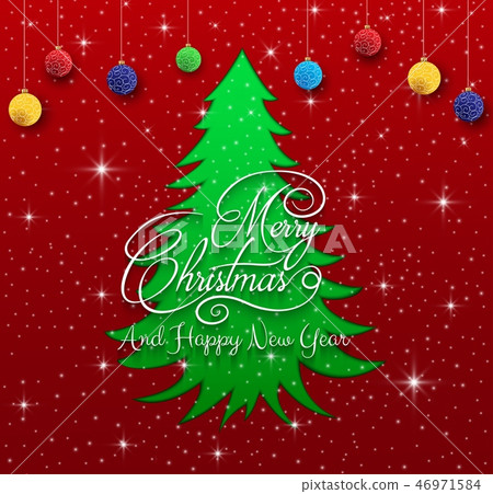 Christmas tree  with red background 46971584