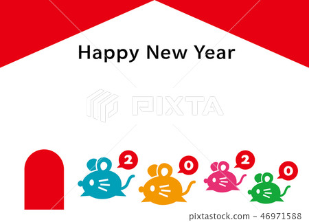 新年賀卡鼠標和兒童和房子鼠洞 新年賀卡鼠標和兒童和房子鼠洞 46971588
