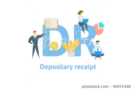 DR, Depositary Receipt. Concept with keywords, letters and icons. Flat vector illustration. Isolated 46972486
