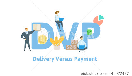 DVP, Delivery Versus Payment. Concept with keywords, letters and icons. Flat vector illustration 46972487