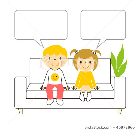 Sofa boy girl speech bubble illustration clip art 46972960