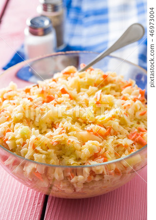 Bowl of coleslaw. Bowl of coleslaw. 46973004
