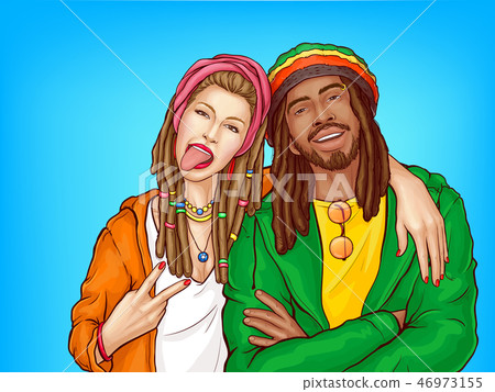 Rastafarian subculture people pop art vector 46973155