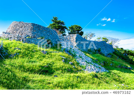 A castle wall seen from the ruins of Okinawa Nakijin Castle A castle wall seen from the ruins of Okinawa Nakijin Castle 46973182