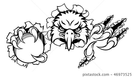 Eagle Cricket Cartoon Mascot Tearing Background Eagle Cricket Cartoon Mascot Tearing Background 46973525
