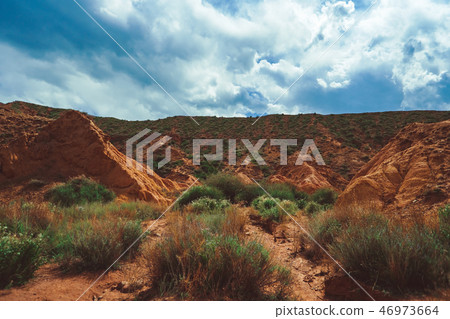 the landscape of the red mountains 46973664