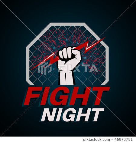 Fist with the lightning in an octagon 46973791