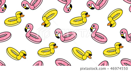 duck Flamingo seamless pattern vector swim ring 46974550