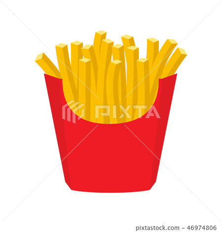 French fries in paper red box, icon French fries in paper red box, icon 46974806
