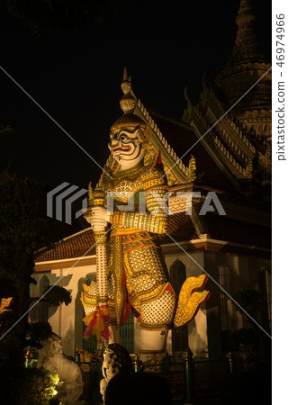 Night scene of Thai Giant guardian at Wat Arun. Night scene of Thai Giant guardian at Wat Arun. 46974966