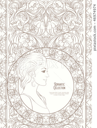 Portrait of a woman with long hair. Vector. 46974974