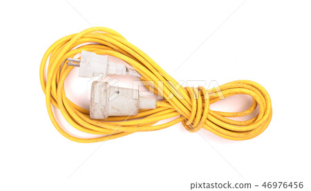 Yellow extension cord isolated on white Yellow extension cord isolated on white 46976456