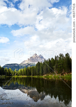 Lake Antorno and green forest Lake Antorno and green forest 46977416