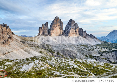 Tre Cime di Lavaredo mountains at daylight 46977459