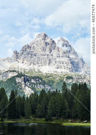 Lake Antorno and green forest 46977474