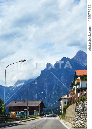Streets of Cortina d'Ampezzo with mountains Streets of Cortina d'Ampezzo with mountains 46977481