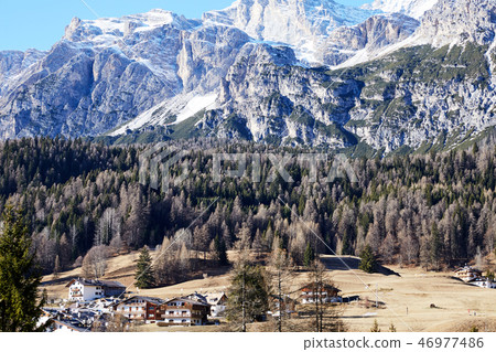 Cortina d'Ampezzo mountains at daylight Cortina d'Ampezzo mountains at daylight 46977486