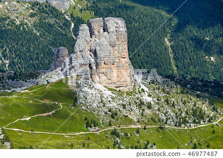 Rock cliff in Giau Pass at daylight Rock cliff in Giau Pass at daylight 46977487
