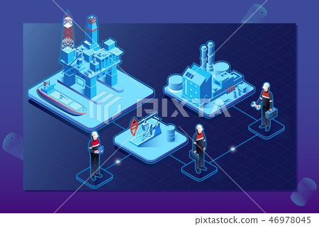 Gas oil industry isometric flowchart with offshore drilling extraction rig platform storage tank and Gas oil industry isometric flowchart with offshore drilling extraction rig platform storage tank and 46978045
