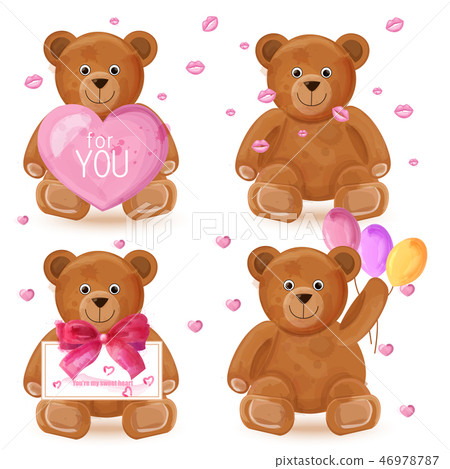 Teddy bear set Vector. Romantic cute cartoon Teddy bear set Vector. Romantic cute cartoon 46978787