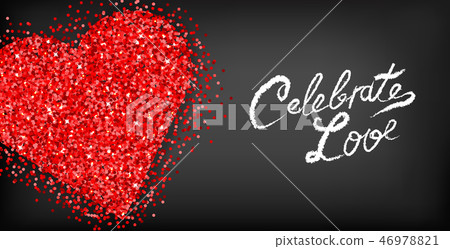 Red glitter heart Valentine day card Vector - Stock Illustration ...