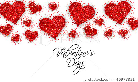 Red glitter hearts Valentine day banner Vector - Stock Illustration ...