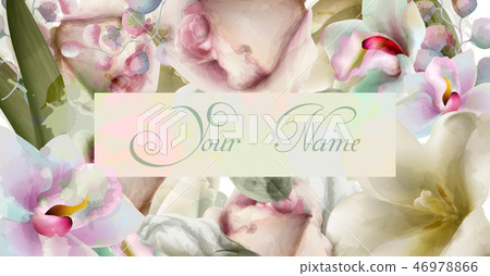Spring flowers watercolor background Vector 46978866