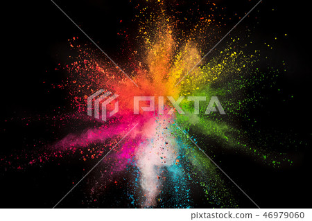 Colored powder explosion on black background. Colored powder explosion on black background. 46979060