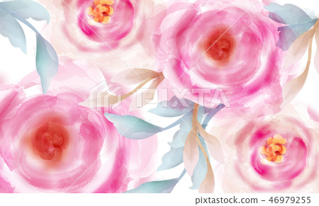 Watercolor pink roses with golden glitter Watercolor pink roses with golden glitter 46979255