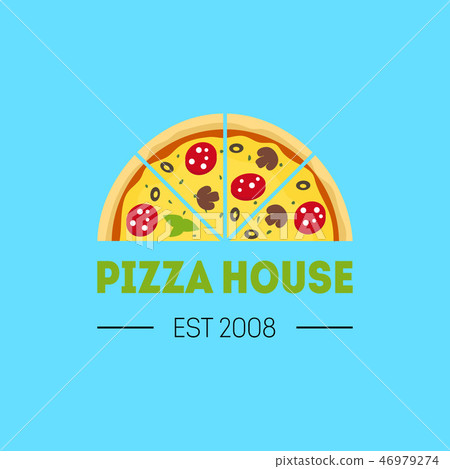 Cartoon Pizzeria Sign Color Card Poster. Vector 46979274