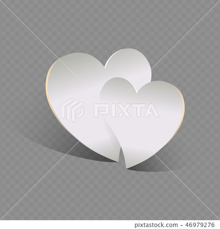 Silhouette hearts of white color with a shadow, design element. 46979276