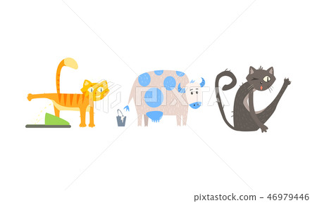 Funny animal characters in different situations vector Illustration 46979446