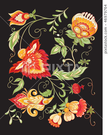 Stylized ornamental flowers in vintage style 46979764