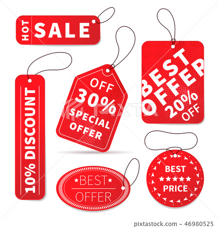 Set of bright colourful sale price labels on white 46980525