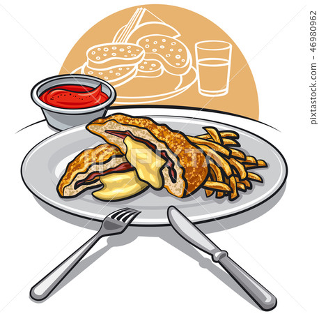 escalope with fries 46980962