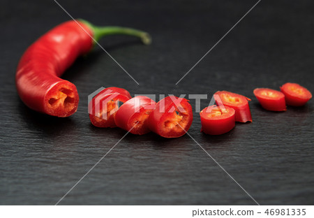 Red hot chili peper cut into slices Red hot chili peper cut into slices 46981335
