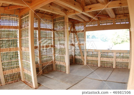 Foundation of wall of wooden building 46981506